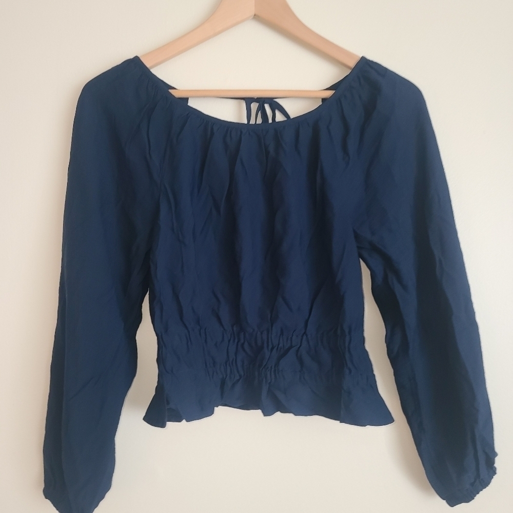 MADEWELL Tie Back Cutout Twill Top In Deep Indigo size xs
